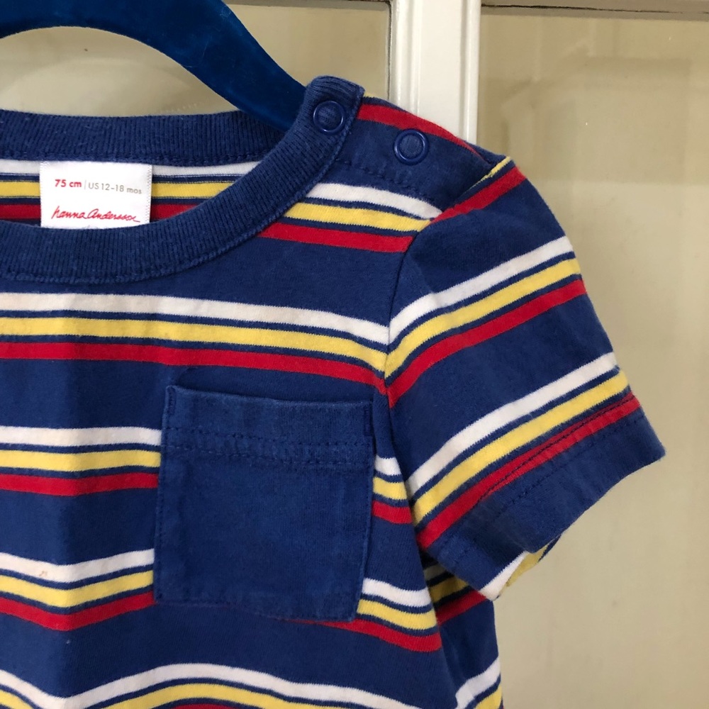 Hanna Andersson Romper Shorts UNI Blue 12-18M - Picture 2 of 8